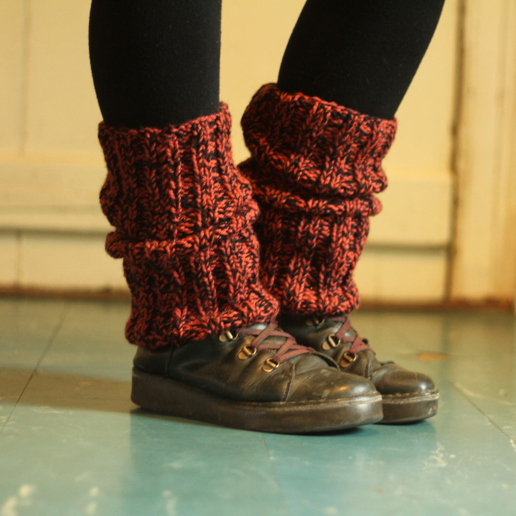 Leg Warmers - Berry and Metallic Black