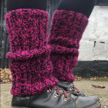 Load image into Gallery viewer, Leg Warmers - Raspberry and Metallic Black
