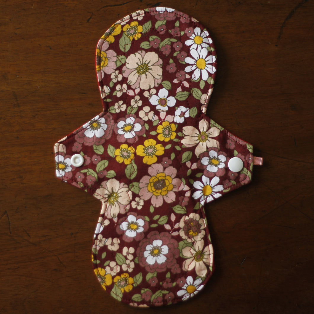 'Maroon Floral' Cloth Menstrual Pad